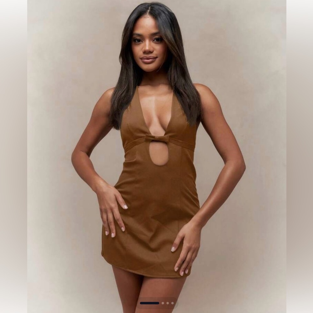 Missguided | NWT Halter Backless Mini Dress | Brown